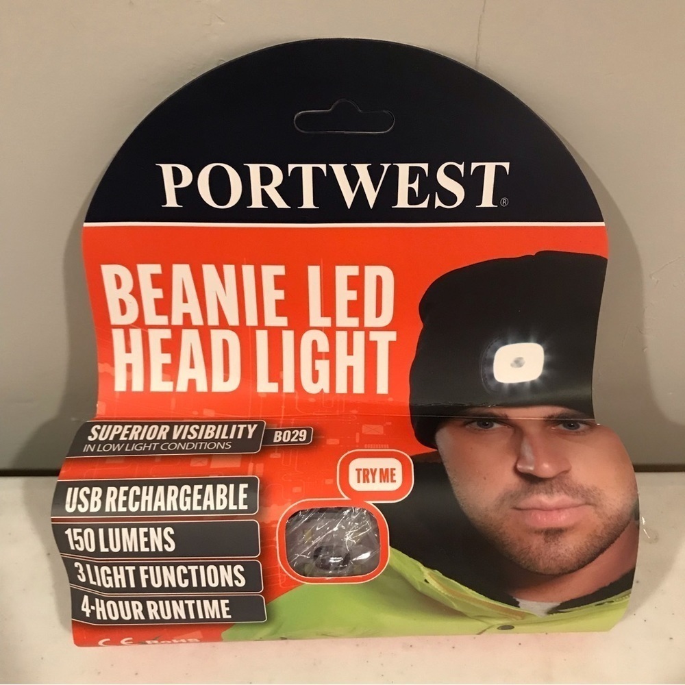BRAND NEW Unisex Portwest Brand Rechargeable Beanie LED Head Light